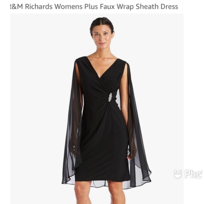 RM Richards Black Faux Wrap Sheath Dress Brand New  Size 6p